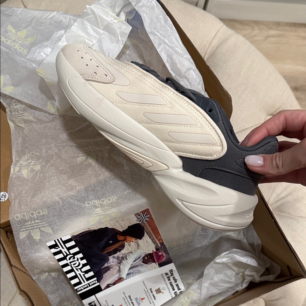 Adidas Cream and Dark Gray Sneakers